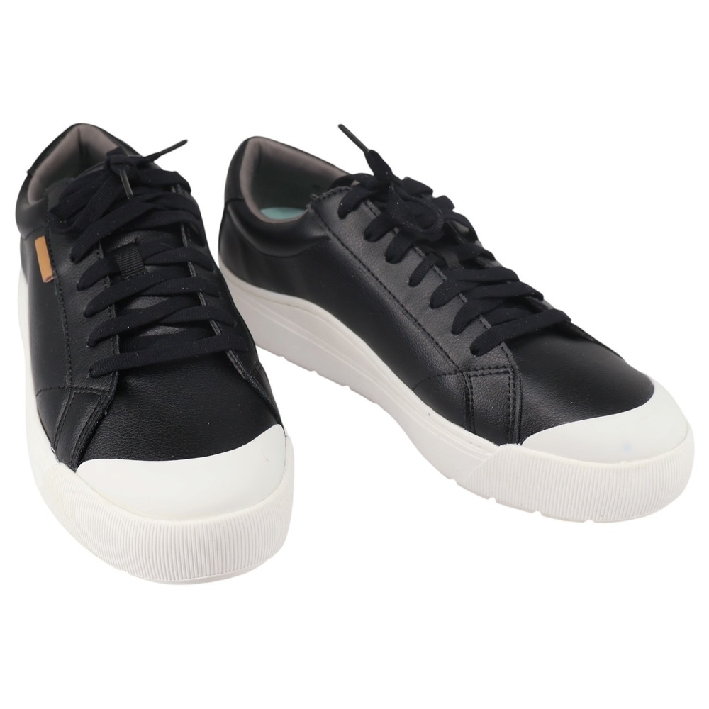 Dr Scholl's Time Off Black Smooth Platform Lace-Up Sneaker Womens Size 9.5